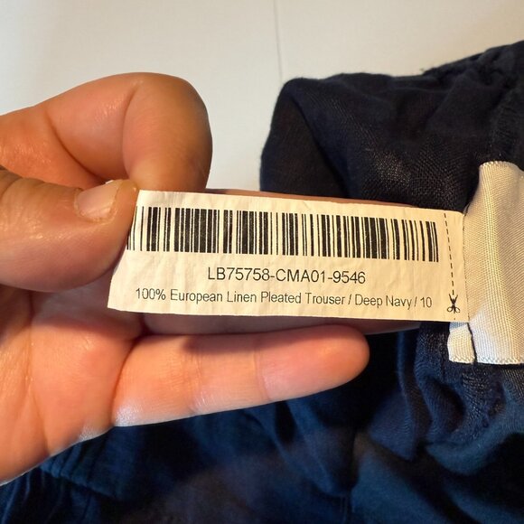 Quince Women 10 100% Linen Trouser Pant Pleated Navy Blue Breathable Lightweight - Picture 6 of 12